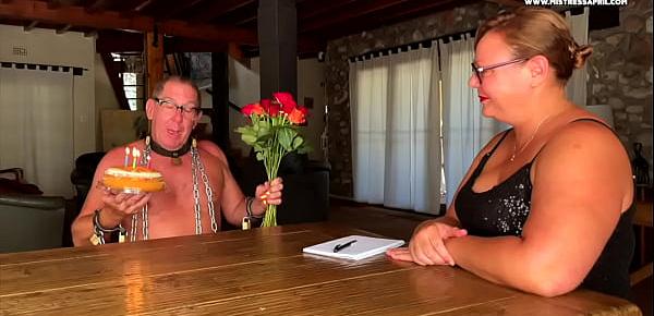 Dominatrix Mistress April - Birthday punishment for slave